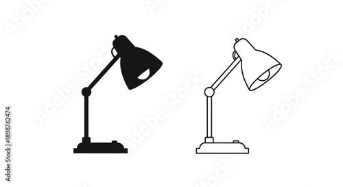 Two desk lamps one solid black and one outlined in white