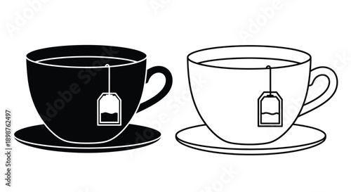 Two contrasting tea cups with teabags one filled and one empty
