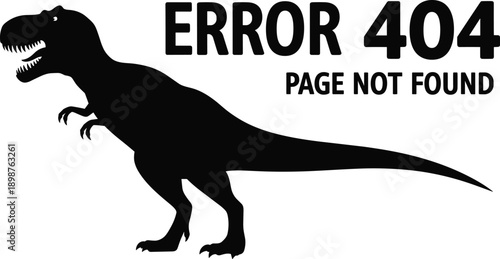 Dinosaur-Themed 404 Error Illustration Featuring Tyrannosaurus Rex and Page Not Found Message for Web and UI Design Use