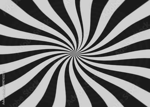 Classic black and white spiral abstract background with high contrast radial swirl and hypnotic optical illusion
