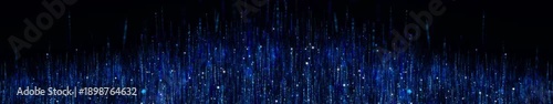 Blue Digital Data Rain with Sparkling Particle Lights Background | Panoramic Widescreen Seamless Loop