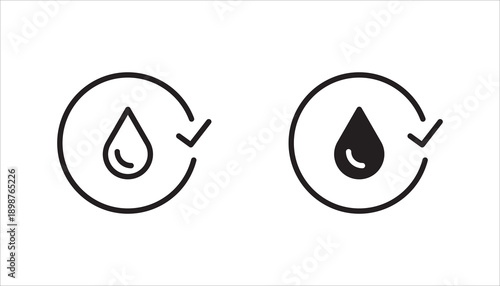 Skin hydration line outline icon set, on white background, eps 10.