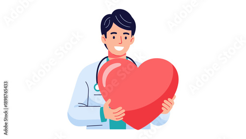 Empathy and Care: A dedicated medical professional tenderly holds a vibrant heart symbol, signifying compassion and healthcare expertise.