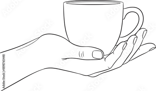 Hand holding a cup of coffee sketch
