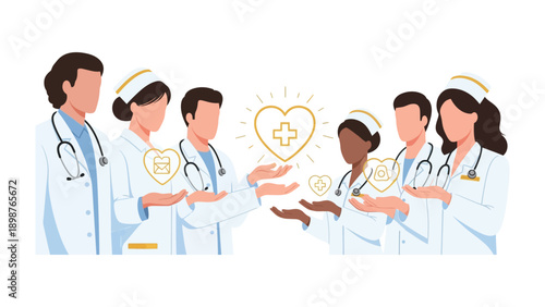 Compassionate Care: A team of healthcare professionals is working together, showcasing the essential elements of health.