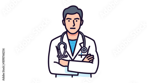 Confident Medical Professional: A composed medical professional stands with arms crossed, exuding expertise and care, and ready to provide help to the patient.