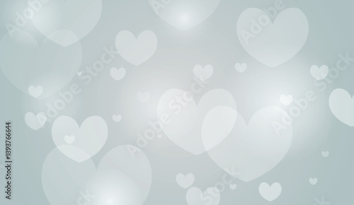 Pastel gray gradient background with seamless transparent heart pattern, Valentine's day background. wedding, holidays background