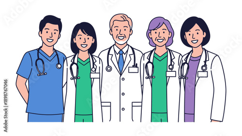 Healthcare Heroes: A close-knit group of medical professionals, united by their shared dedication and expertise, presents a reassuring picture of compassion and care.