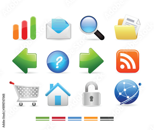 Colorful Web and App Interface Icons Set