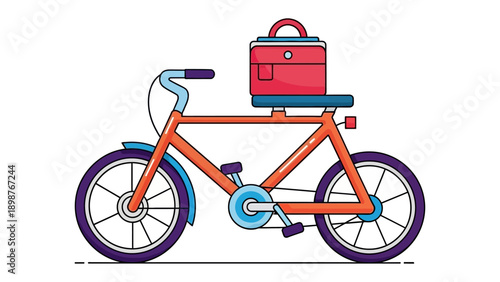 Bike Delivery Service: An orange bicycle, equipped for efficient deliveries, with a food container ready for transport, epitomizes speed and convenience.