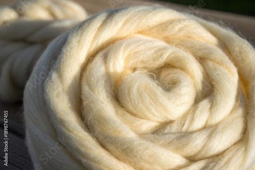 Wallpaper Mural Soft wool bundle cream color closeup texture natural fiber fluffy cozy handcraft material yarn making textile supply warm comfortable creative inspiration Torontodigital.ca