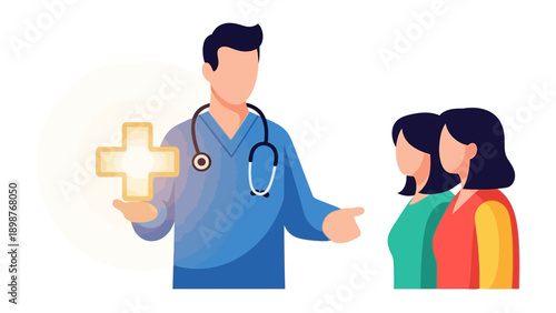 Medical Guidance: A healthcare professional, adorned with a stethoscope, imparts vital health guidance, offering a beacon of hope and support to those in need.