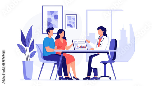 Expert Guidance: A doctor provides insightful consultation to a couple, creating a sense of trust and care.