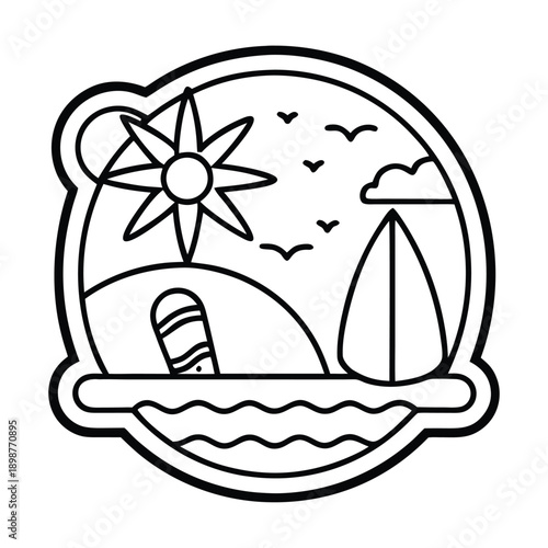 Summer set of web icons in line style. Summer vacation icons for web and mobile app. Travel, beach, tourism, summer holidays, hotel, relax, beach, luggage, passport, sunglasses. Vector illustration
