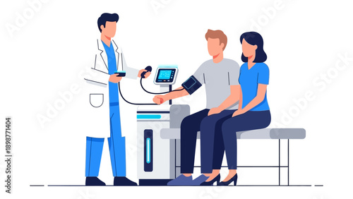 Medical Examination: A health professional monitors a patient's vital signs during an examination, symbolizing the core of medical practice and routine checkups.