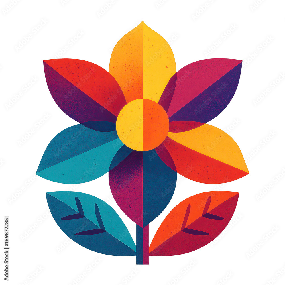 Fototapeta premium PNG Colorful geometric flower illustration.