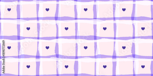 Stripe watercolor wave with pattern baby gingham for heart stripes line. Seamless purple tablecloth with pink cloth plaid for checker cute background. Striped vertical stripe with lilac