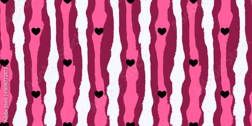 Stripe watercolor valentines and pattern baby wave with heart stripes line. Seamless tablecloth pink and cloth black checkerboard with white gingham plaid. Cute stripe print and striped
