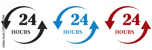 24 hours support, Customer Service, and Call Center Concept icon. Twenty four hours icon.