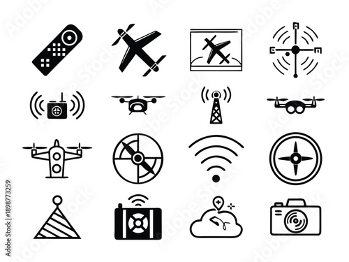 Drone Technology and Navigation Icons Set