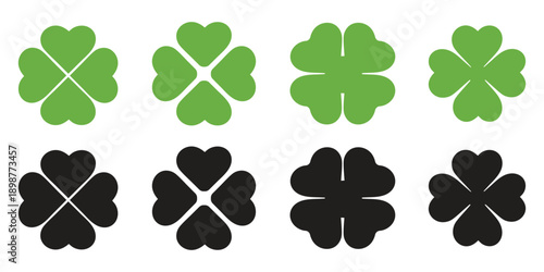 Four-leaf clover sign. Luck line icon. Good luck, fortune symbol. Isolated on a white background. Flat design. eps 10