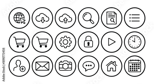 Minimalist UI/UX Line Icons Set - Web Navigation Symbols