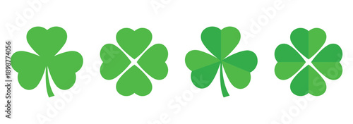 Clover four leaf vector shamrock icon. St Patrick luck clover good irish green heart flat shamrock isolated symbol. Four leaf clover simple icon set vector. Clover with four leaves Clover silhouette