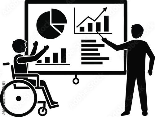 Confident business team presenting data in modern office setting