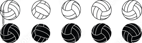 Black and white volleyball with line and solid fill line solid fill sports equipment balls