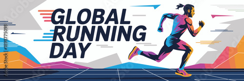 Dynamic runner silhouette poster – Suitable for marathon promotions.