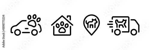 Thin line animal pickup icons – Great for technical UI kits, modern pet services, or logistics branding.