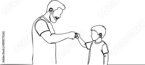 Man and boy fist bumping in a moment of mutual respect and friendship illustration