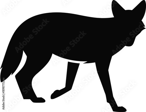 Black silhouette of a walking fox animal