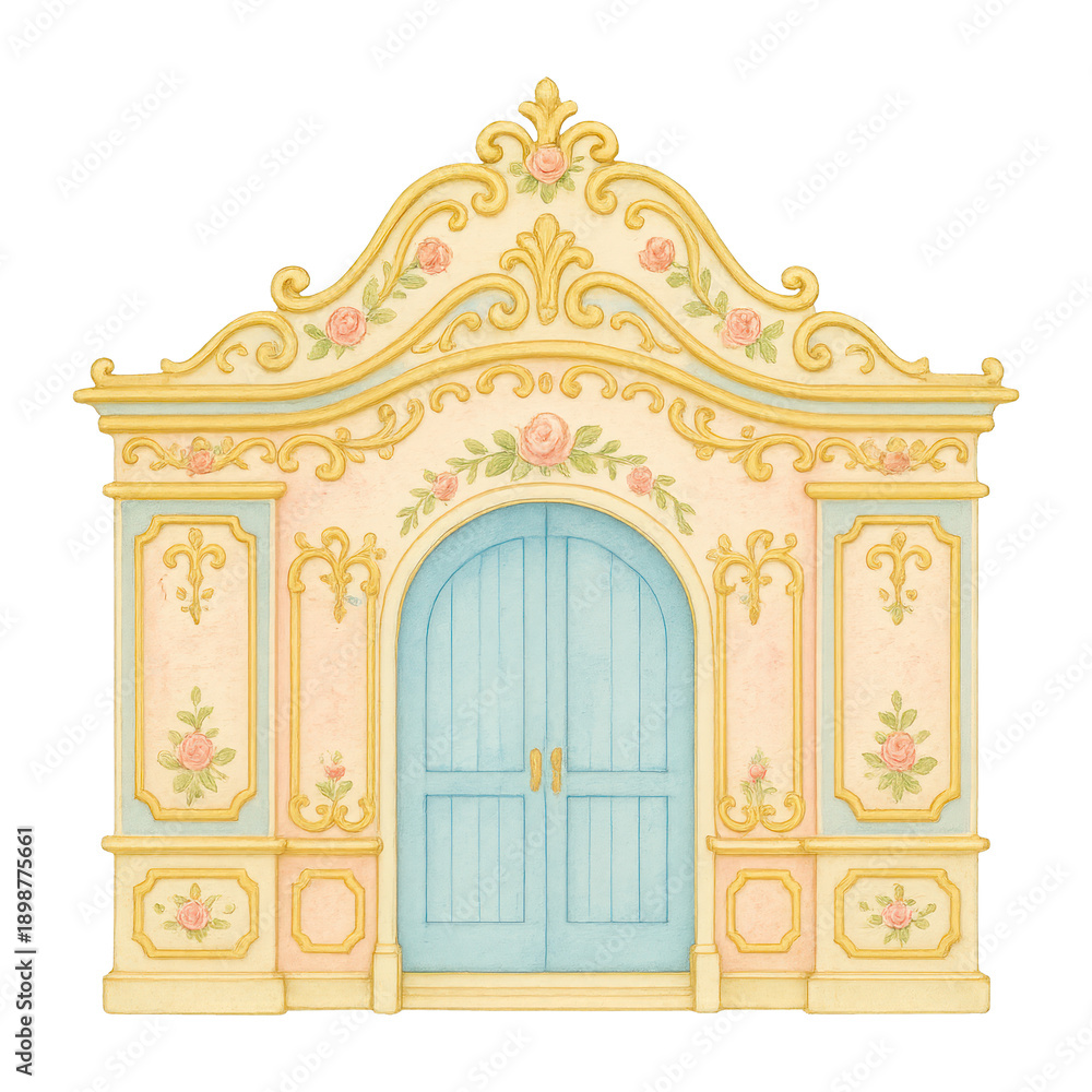 Fototapeta premium PNG Ornate pastel architectural illustration
