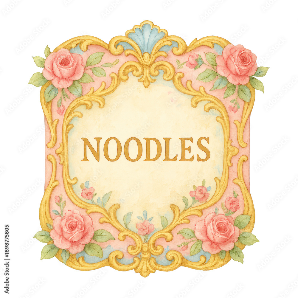 Fototapeta premium PNG Vintage floral noodle label