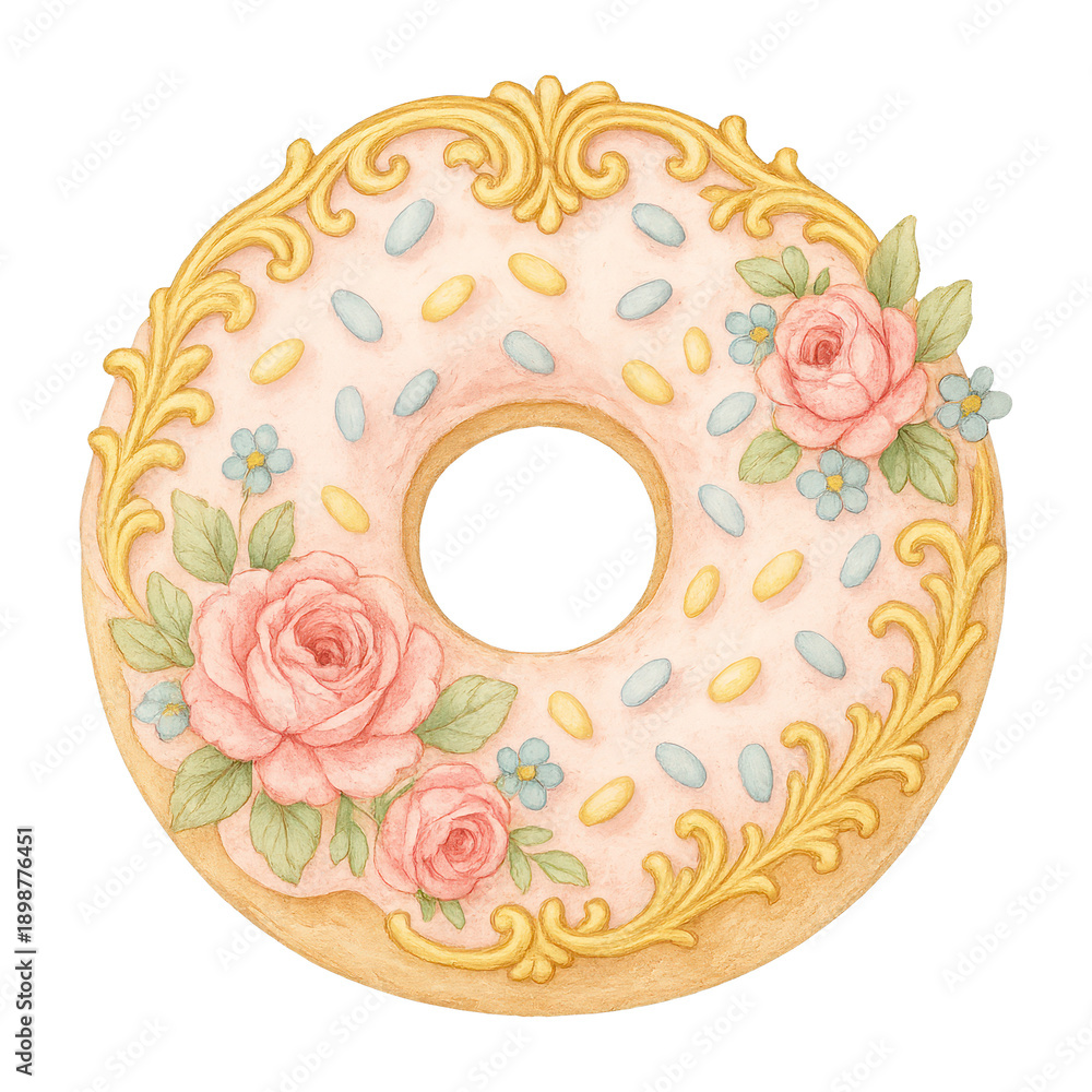 Fototapeta premium PNG Elegant floral donut illustration