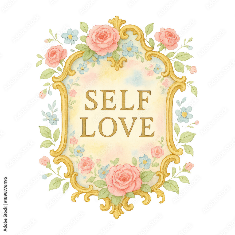 Fototapeta premium PNG Floral ornate self-love illustration.