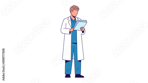 Medical Professional's Assessment: A medical expert, focused and dedicated, delves into crucial paperwork, embodying diligence, expertise, and commitment within the medical field.