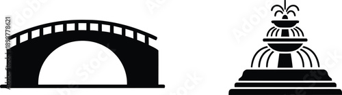 Minimalist black bridge silhouette icon isolated on white background vector illustration.