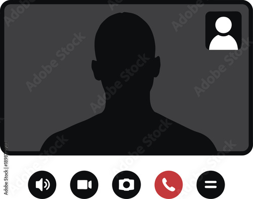 Profile Silhouette Icon, black human head and shoulders on dark background for account interface design