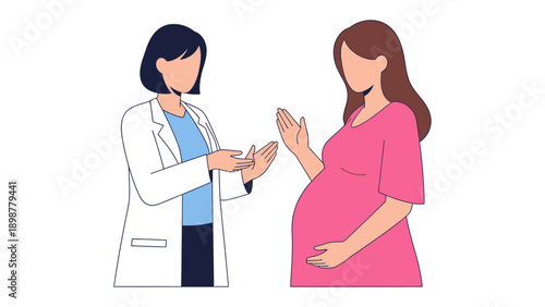 Maternity Consultation: A caring medical professional consults with an expectant mother, offering guidance and support during her pregnancy. A symbol of wellness, compassion, and shared experience.