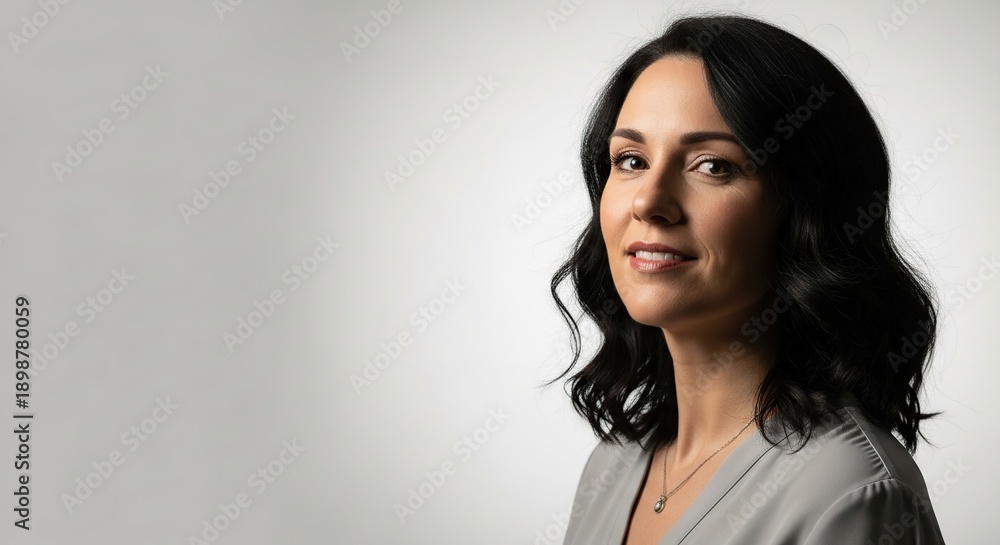 Fototapeta premium Professional woman with dark hair in a business setting