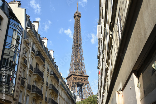 The Eiffel Tower from a Side Street in the 7th Arrondissement, Paris