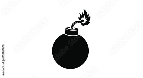 A black silhouette of a dynamite stick with a lit fuse