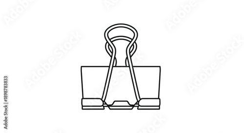 Simple line drawing of a black binder clip isolated on white