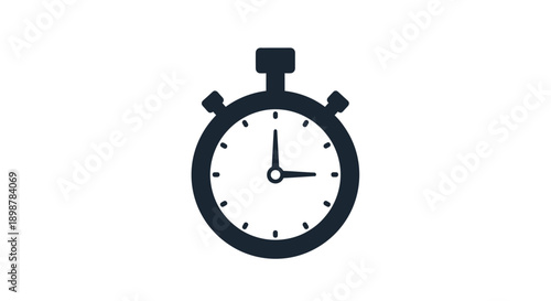 Simple black stopwatch icon with a circular face and button