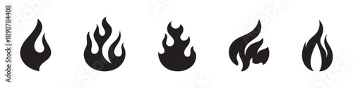 Set of fire, vector silhouettes of fire, silhouette set of flame, set of fire icons, srt of flame icons