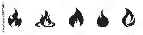 Set of fire flame vector icons. Collection of fire and flame icons. Bonfire icons, flaming elements.