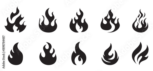Fire icon vector set. Fire flame symbol. Flame icon collection.