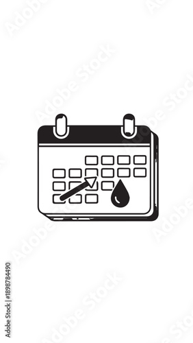 Calendar icon with pencil and date indicators, simplified vector illustration.